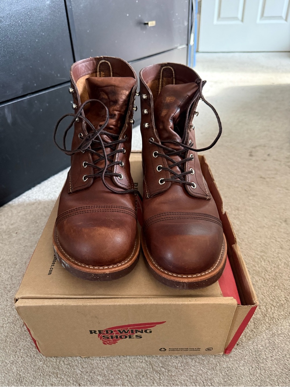 Red Wing Shoes Men's Dark Brown Leather Lace-Up Work Boots